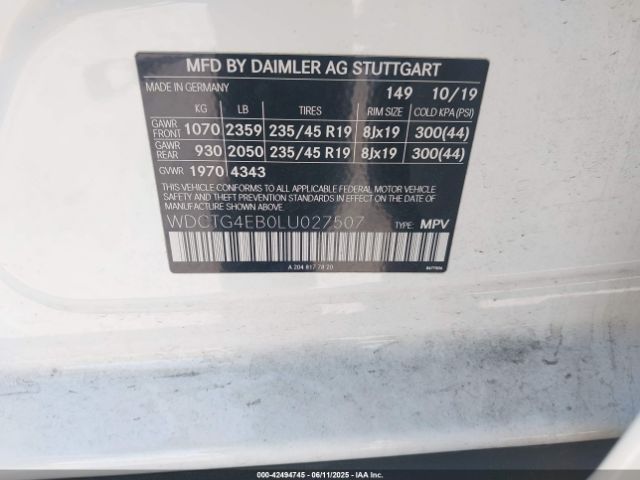 2020 MERCEDES-BENZ GLA 250 WDCTG4EB0LU027507 Photo 8