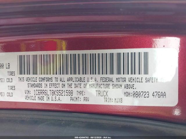 RAM 2019 2019 1C6RR6LT8KS521598 Image 9
