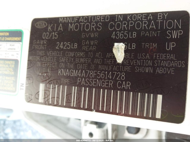 KIA Optima Lx 2015 KNAGM4A78F5614728 Image 9