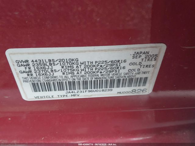 2006 MITSUBISHI OUTLANDER JA4LZ31F96U018239 Photo 8
