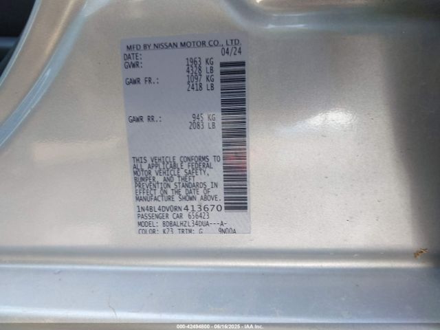 1N4BL4DV0RN413670 Nissan Altima Sv Fwd