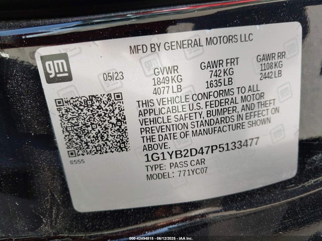 1G1YB2D47P5133477 Chevrolet lt2