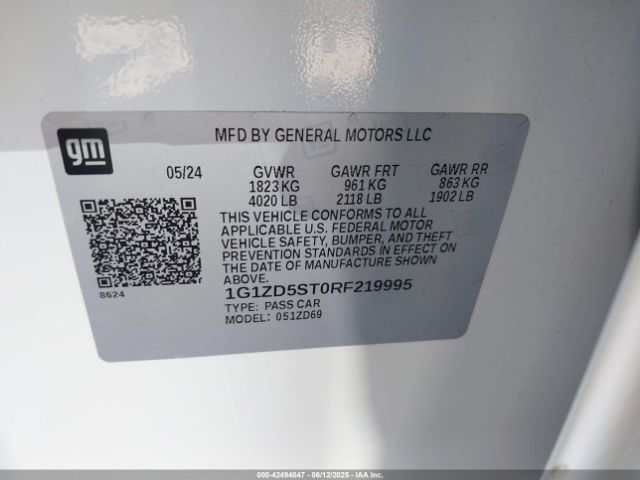 1G1ZD5ST0RF219995 Chevrolet Malibu Fwd 1lt
