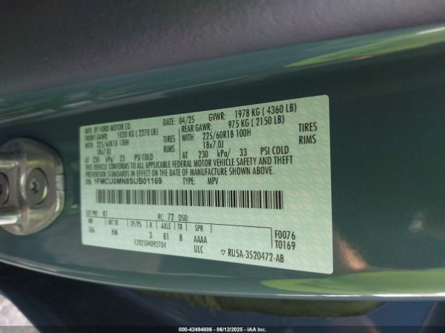1FMCU0MN8SUB01169 Ford Escape St-line