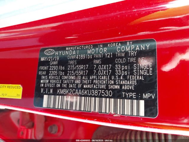 2019 HYUNDAI KONA KM8K2CAA6KU387530 Photo 8