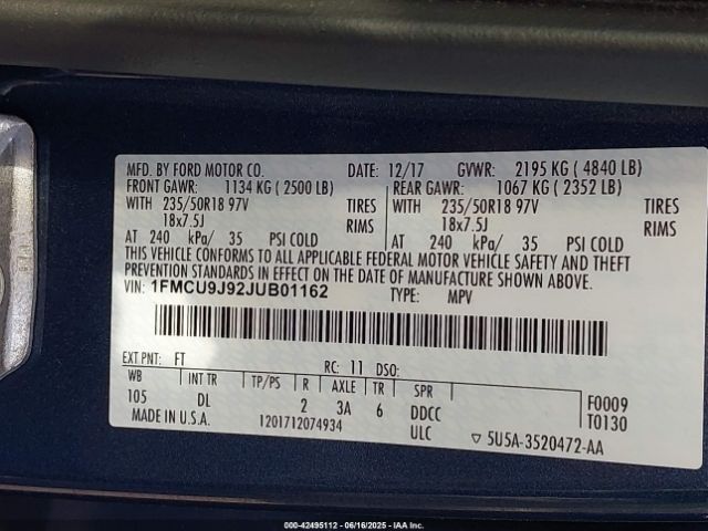 2018 FORD ESCAPE 1FMCU9J92JUB01162 Photo 8