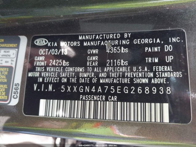 5XXGN4A75EG268938 KIA OPTIMA EX