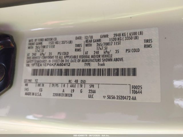 2019 FORD F-150 1FTEX1EP6KFA60412 Photo 8