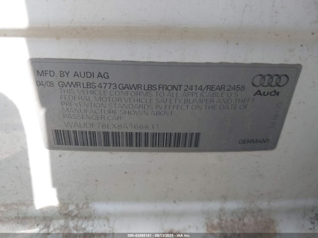 2008 AUDI A4 WAUDF78EX8A166831 Photo 8