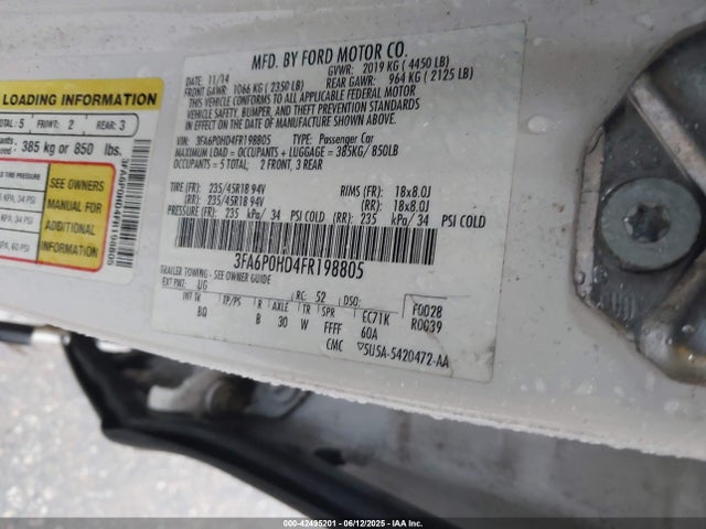 Продажа на аукционе авто 2015 Ford Fusion Se, vin: 3FA6P0HD4FR198805, номер лота: 42495201