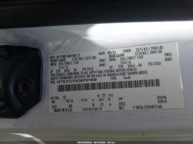 2016 FORD F-150 1FTEX1CF6GKF91909 Photo 8