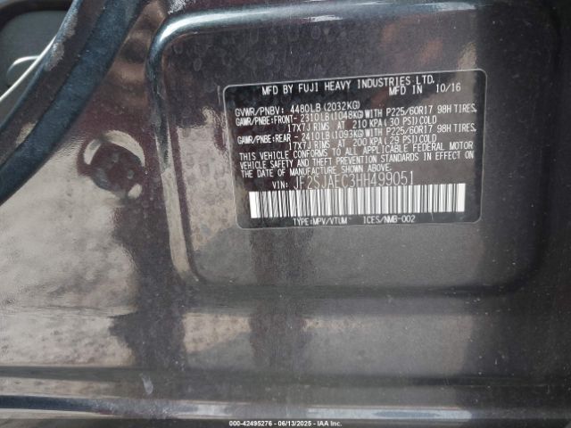 JF2SJAEC3HH499051 Subaru naturally aspirated u5