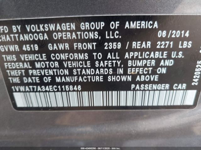 1VWAT7A34EC115846 Volkswagen Passat 1.8t Wolfsburg Edition