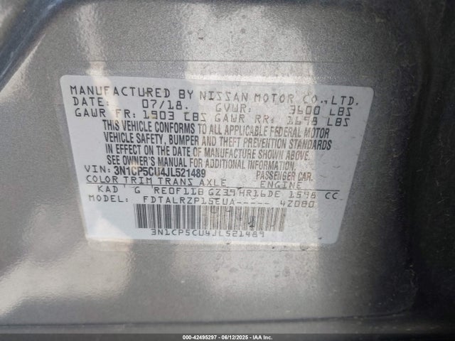 3N1CP5CU4JL521489 Nissan 2018