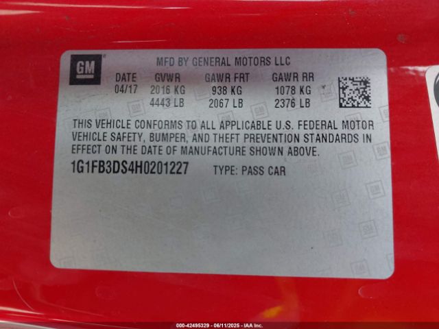 2017 CHEVROLET CAMARO 1G1FB3DS4H0201227 Photo 8
