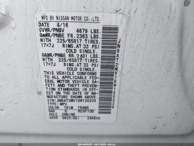 JN8AT2MV1GW130328 Nissan 2016