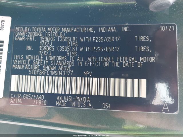 2022 TOYOTA SIENNA 5TDYSKFC1NS043177 Photo 8