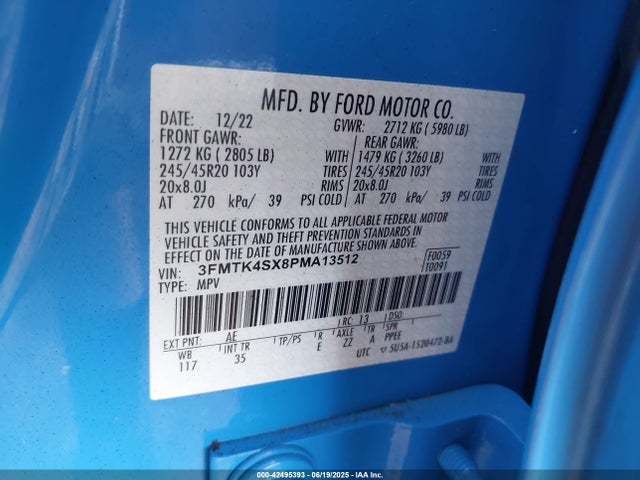 Ford 2023 2023 3FMTK4SX8PMA13512 Image 9