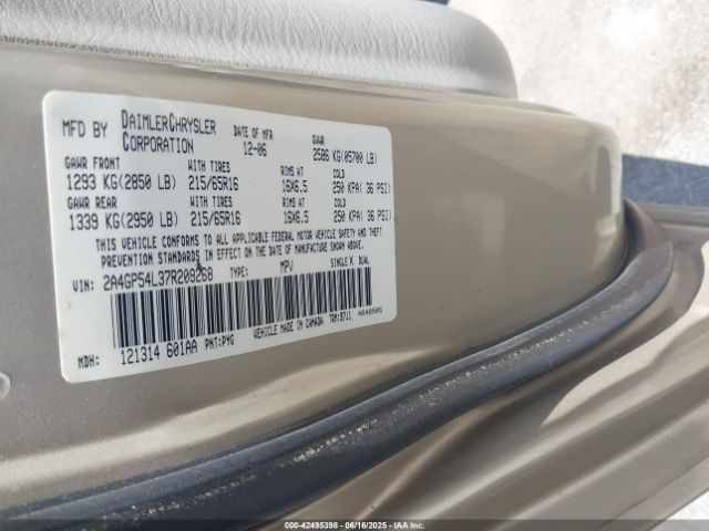 2007 CHRYSLER TOWN & COUNTRY 2A4GP54L37R209268 Photo 8