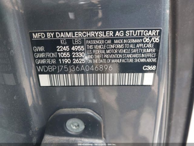 2006 MERCEDES-BENZ CL 500 WDBPJ75J36A046896 Photo 8