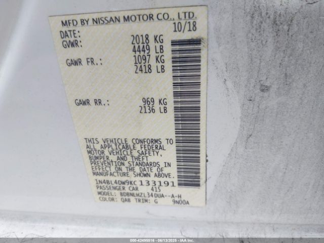 2019 NISSAN ALTIMA 1N4BL4DW9KC133191 Photo 8