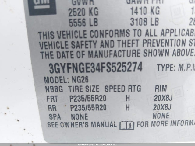 2015 CADILLAC SRX 3GYFNGE34FS525274 Photo 8