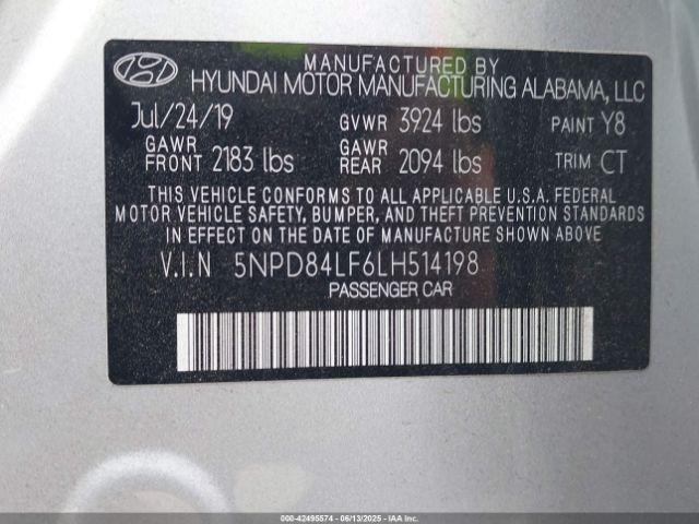 2020 HYUNDAI ELANTRA 5NPD84LF6LH514198 Photo 8