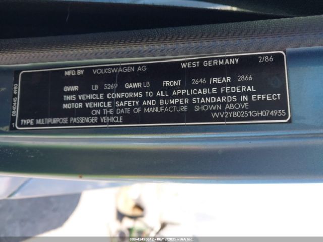 1986 VOLKSWAGEN VANAGON WV2YB0251GH074935 Photo 8