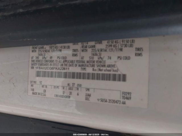 1FBAX2CG8FKA22611 Ford Transit-350 Xl