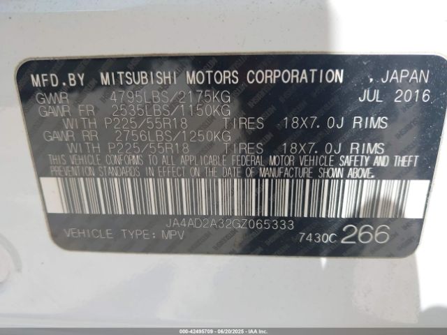 2016 MITSUBISHI OUTLANDER JA4AD2A32GZ065333 Photo 8
