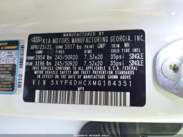 2021 KIA TELLURIDE 5XYP6DHCXMG184351 Photo 8