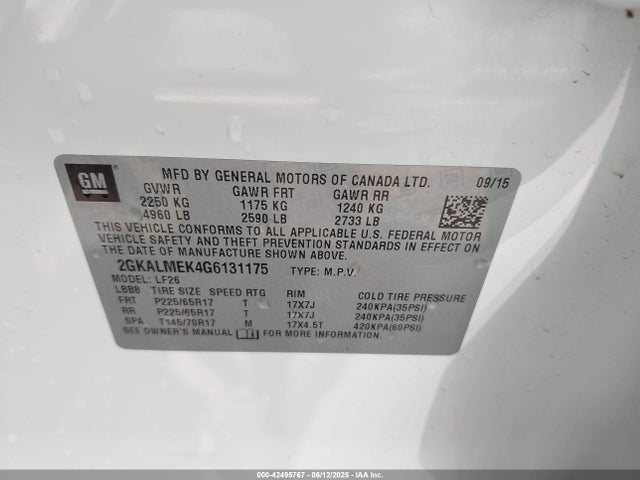 2GKALMEK4G6131175 GMC lea - e85 max, aluminum