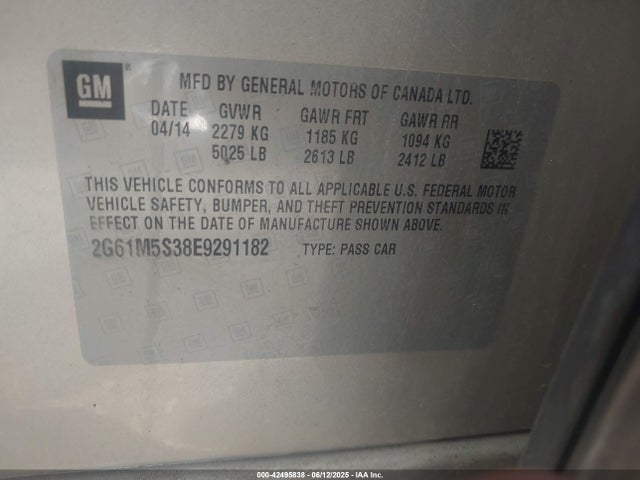 2014 CADILLAC XTS 2G61M5S38E9291182 Photo 8