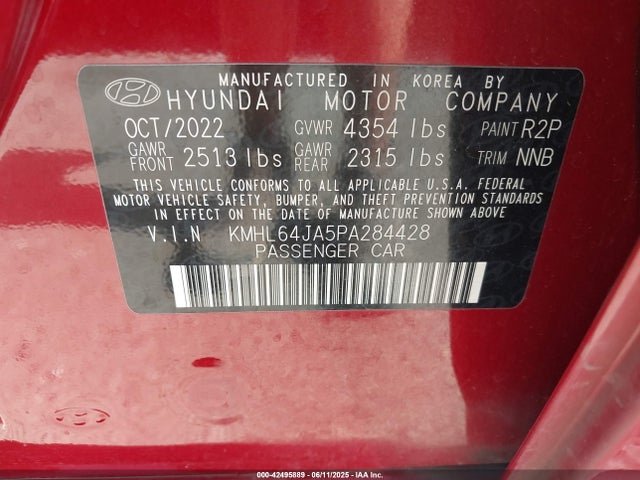 KMHL64JA5PA284428 Hyundai SONATA SEL
