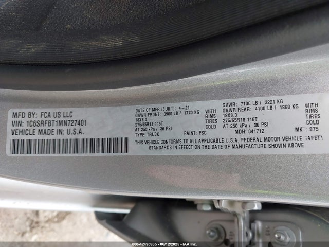 RAM 1500 2021 1C6SRFBT1MN727401 Image 9