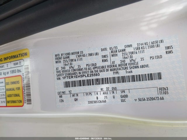 Ford tivct 2023 1FTER1EH5PLE25593 Image 9