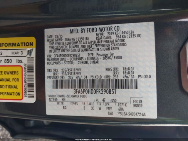 3FA6P0HD0FR290851 Ford 2015