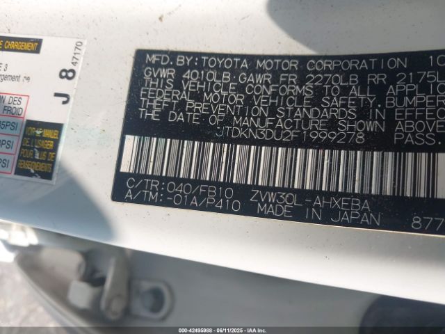 JTDKN3DU2F1999278 Toyota Prius Two