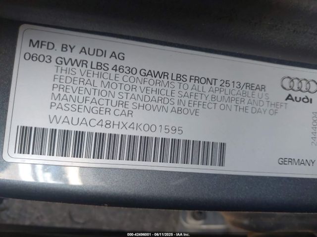 2004 AUDI A4 WAUAC48HX4K001595 Photo 8