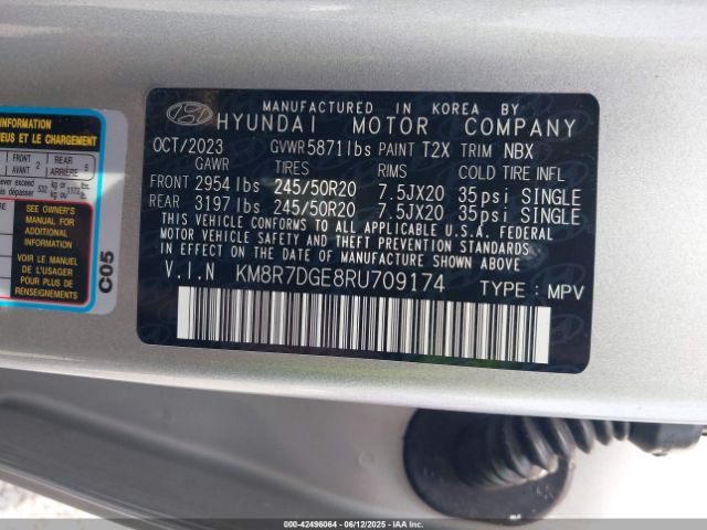 KM8R7DGE8RU709174 Hyundai gdi lambda ii