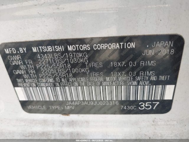 2018 MITSUBISHI OUTLANDER SPORT JA4AP3AU9JU023316 Photo 8