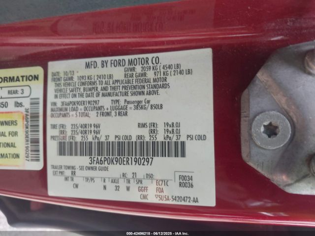 2014 FORD FUSION 3FA6P0K90ER190297 Photo 8