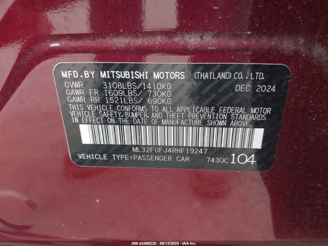 ML32FUFJ4RHF19247 Mitsubishi Mirage G4 Black Edition/es/le