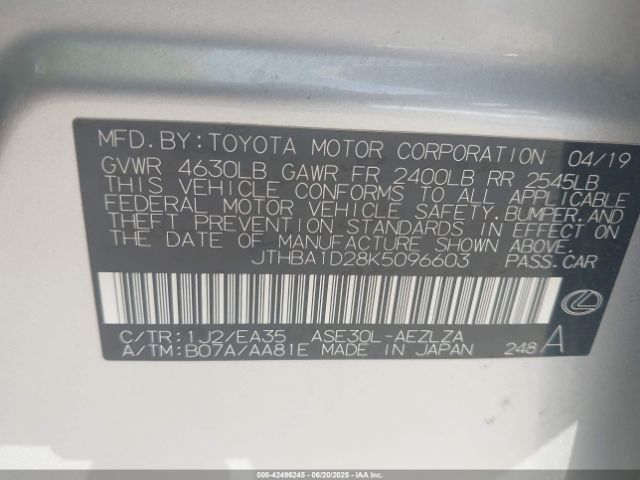 JTHBA1D28K5096603 Lexus 8ar-fts