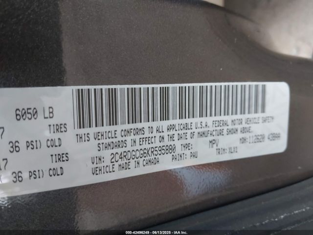 2019 DODGE GRAND CARAVAN 2C4RDGCG6KR595880 Photo 8