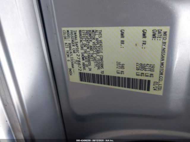 1N4AL3AP5EC278672 Nissan Altima 2.5 S