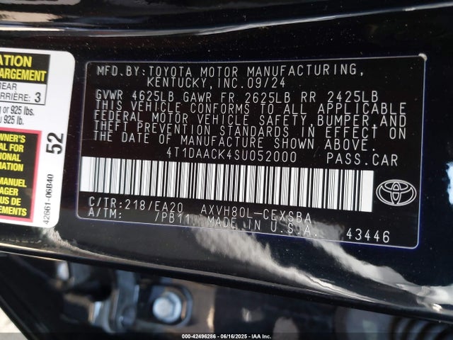Toyota a25a-fxs 2025 4T1DAACK4SU052000 Image 9
