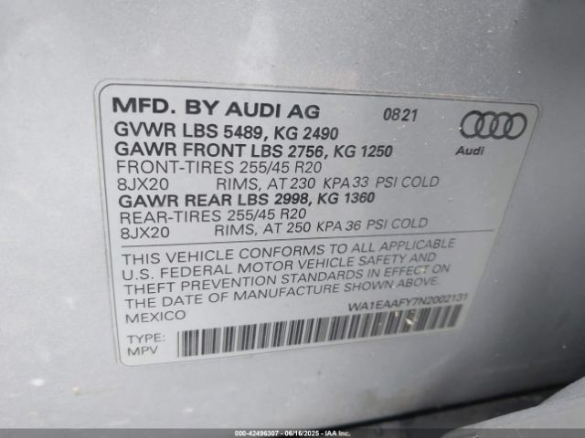 WA1EAAFY7N2002131 Audi 45 tfsi