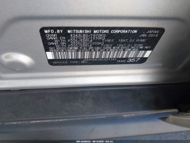 JA4AP4AU3KU021343 Mitsubishi mivec