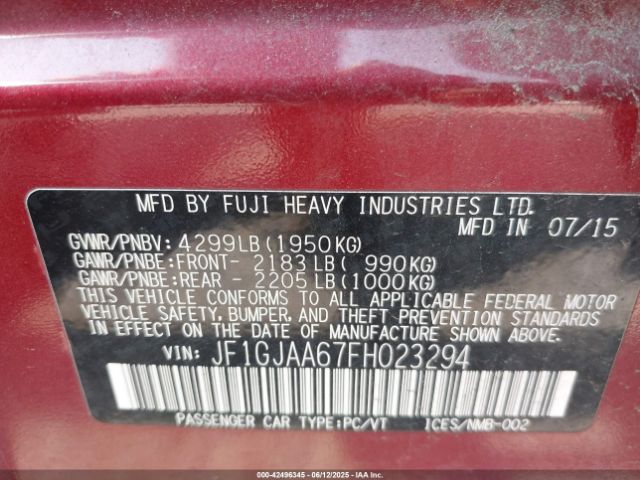 2015 SUBARU IMPREZA JF1GJAA67FH023294 Photo 8